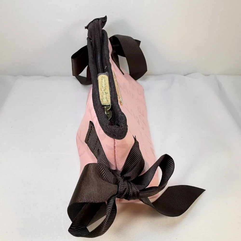 NWT JUICY Couture 2-Pc Travel Cosmetic Makeup Bags Pink Velour Hearts